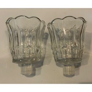 Vintage Homco Home Interiors Clear Tulip Scalloped Edge 2pk Candle Holders Glass